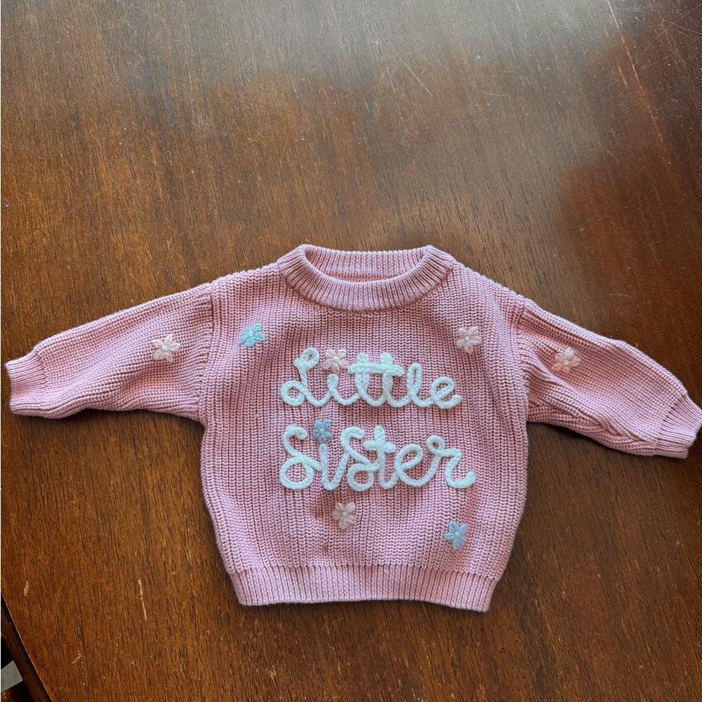 Pink 'Little Sister' Knit Sweater 0-3 month